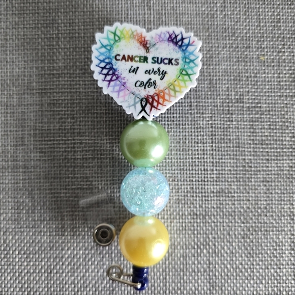 Cancer Awareness Retractable Name Badge ID Reel Holder - Picture 1 of 2